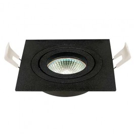 Luxe Inbouwspot vierkant draai- kantelbaar diameter 92mm voor 50mm lamp mat zwart