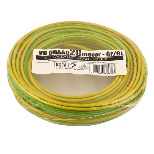 VD-draad geel/groen 2,5mm 20 meter rol